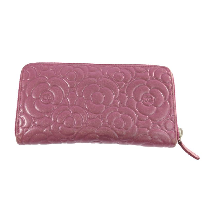 Chanel Camellia Round Zipper Long Wallet Pink/chanel Next-day Delivery- 595515