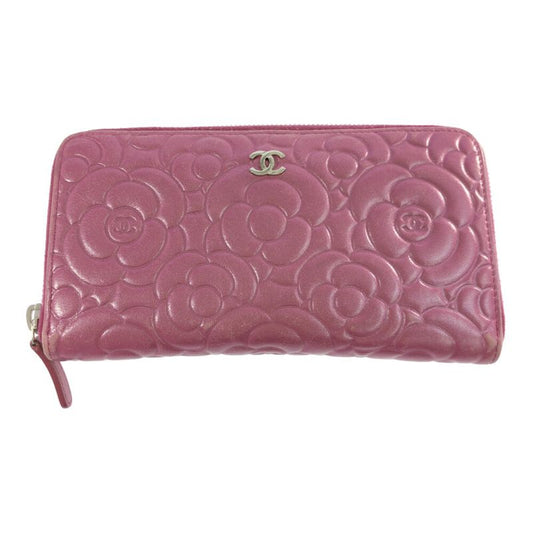Chanel Camellia Round Zipper Long Wallet Pink/chanel Next-day Delivery- 595515