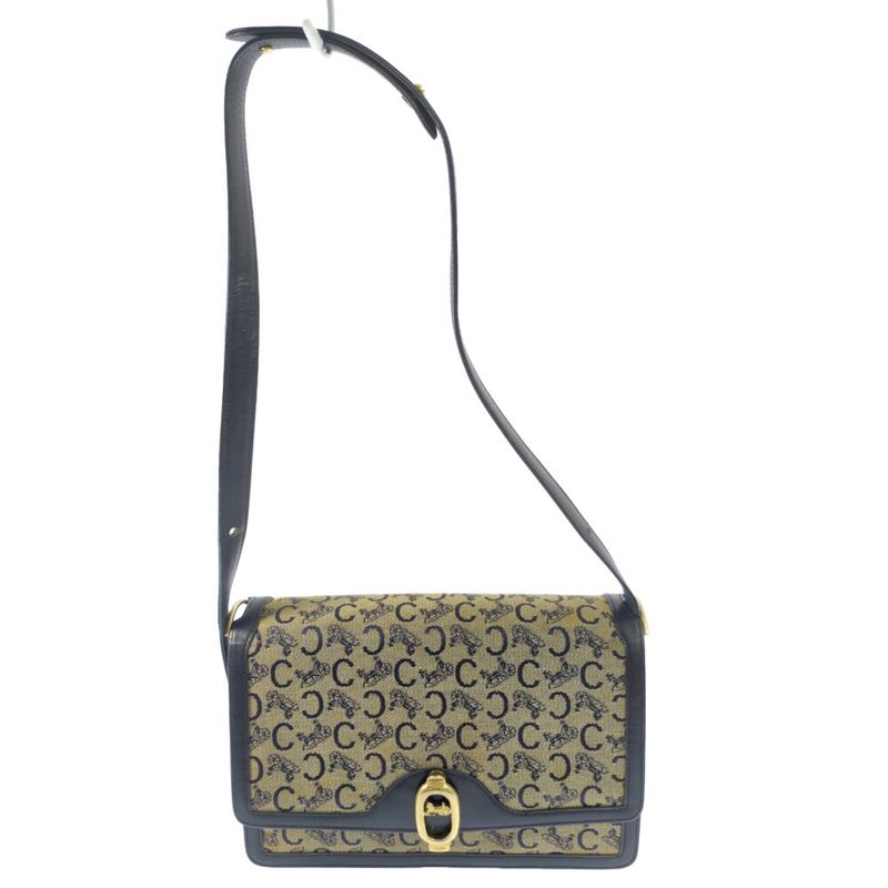 Celine C Canvas Stained Shoulder Bag / Black / Next Day Delivery Available []C