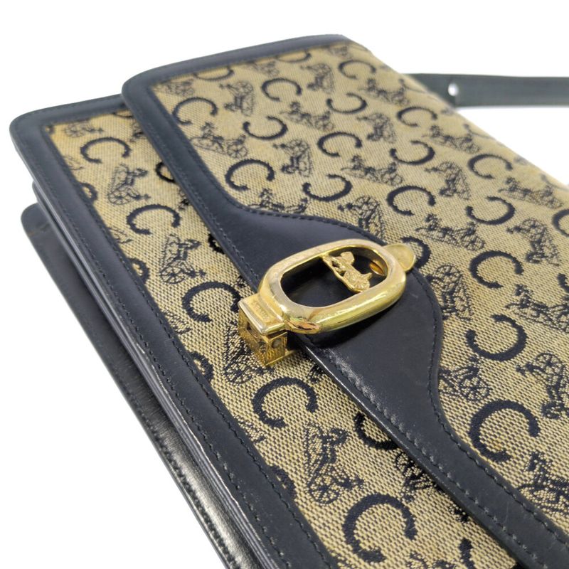 Celine C Canvas Stained Shoulder Bag / Black / Next Day Delivery Available []C