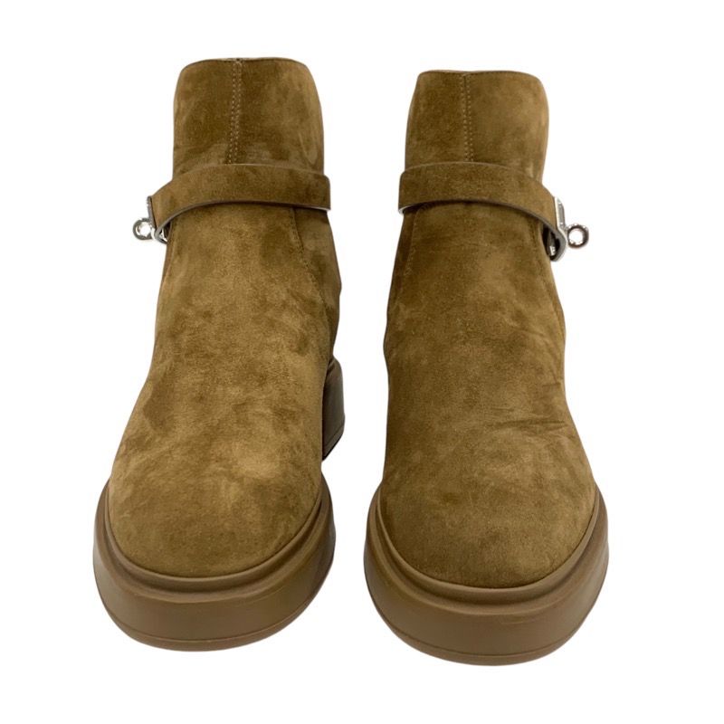 Hermes Veo Boots Short Boots Shoes Suede Shearling Brown Silver Shearling Boots