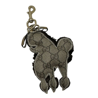 Gucci Key Holder Women Men Brand GG Plus Guccioli Standard Poodle Brown Cute