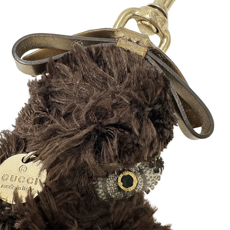 Gucci Key Holder Women Men Brand GG Plus Guccioli Standard Poodle Brown Cute