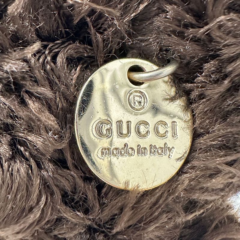 Gucci Key Holder Women Men Brand GG Plus Guccioli Standard Poodle Brown Cute
