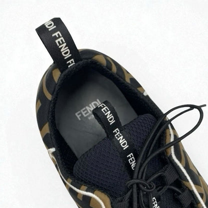 Fendi Sneakers Shoes Fabric Black Brown White Black Zucca Logo