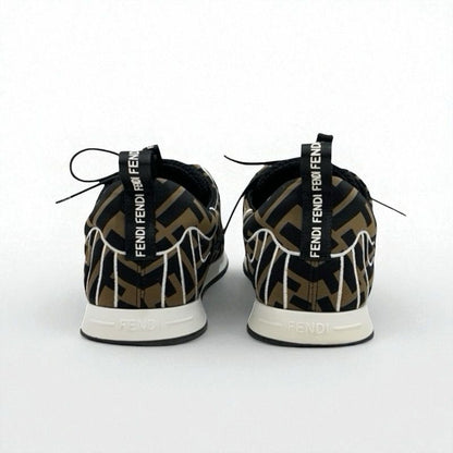 Fendi Sneakers Shoes Fabric Black Brown White Black Zucca Logo