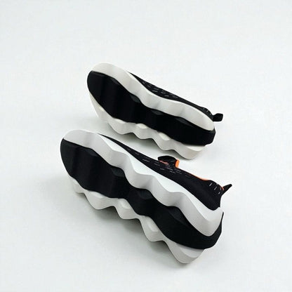 Hermes Cles Sneakers Shoes Fabric Black Orange Unused H Logo