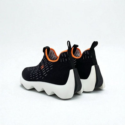 Hermes Cles Sneakers Shoes Fabric Black Orange Unused H Logo