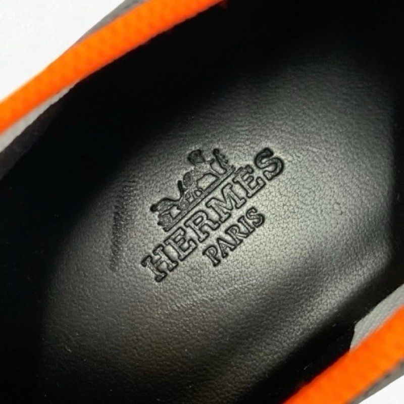 Hermes Cles Sneakers Shoes Fabric Black Orange Unused H Logo