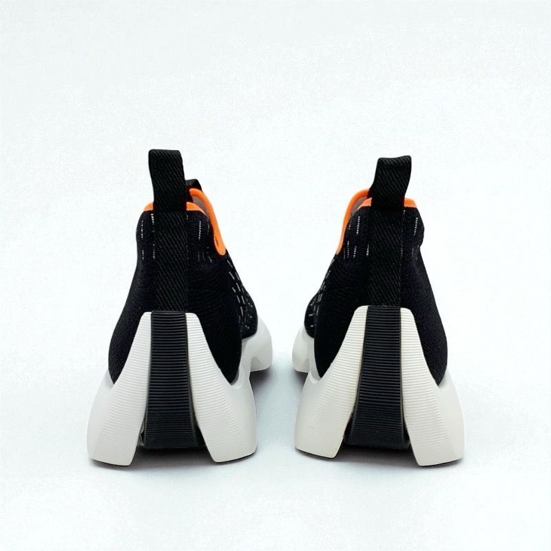 Hermes Cles Sneakers Shoes Fabric Black Orange Unused H Logo