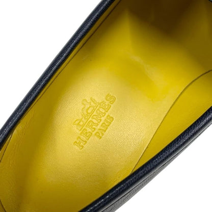 Hermes Paris Loafer Leather Shoes Leather Navy Silver Constance Moccasin Flat