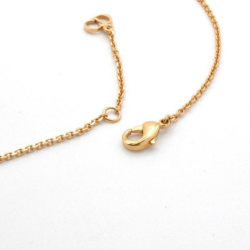 Christian Dior Clair D LUNE Necklace Pendant Choker Gold CD Logo Rhinestone