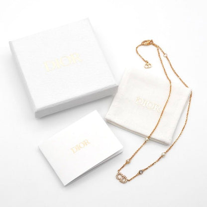 Christian Dior Clair D LUNE Necklace Pendant Choker Gold CD Logo Rhinestone