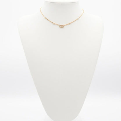 Christian Dior Clair D LUNE Necklace Pendant Choker Gold CD Logo Rhinestone