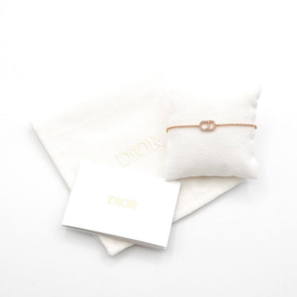 Christian Dior Clair D LUNE Bracelet Bangle Cuff Pink Gold CD Logo Rhinestone