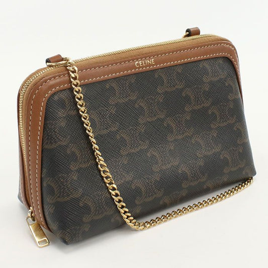 Celine Chain Clutch Triomphe Canvas 10e382cbx.04lu Crossbody Shoulder Bag
