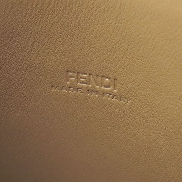 Fendi Shoulder Bag Peekaboo Phone Case Fabric Leather Brown Silver Hardware