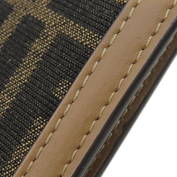 Fendi Shoulder Bag Peekaboo Phone Case Fabric Leather Brown Silver Hardware