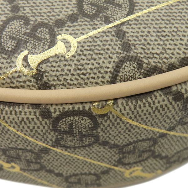 Gucci Shoulder Bag GG Supreme Horsebit Mini PVC Leather Beige Gold Hardware