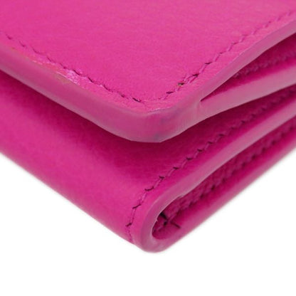 Balenciaga Trifold Wallet Paper Mini Wallet Leather Pink Silver Hardware