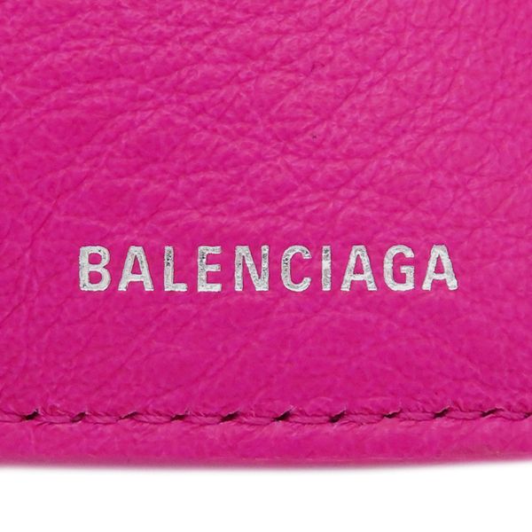 Balenciaga Trifold Wallet Paper Mini Wallet Leather Pink Silver Hardware
