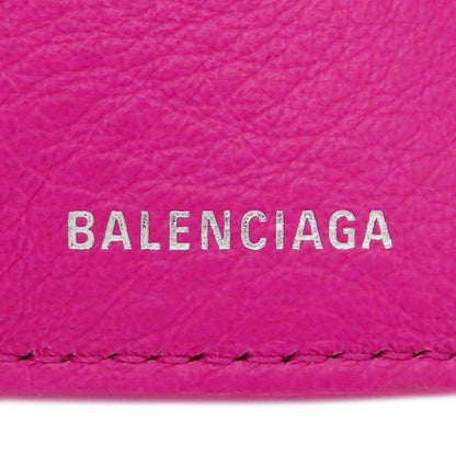 Balenciaga Trifold Wallet Paper Mini Wallet Leather Pink Silver Hardware