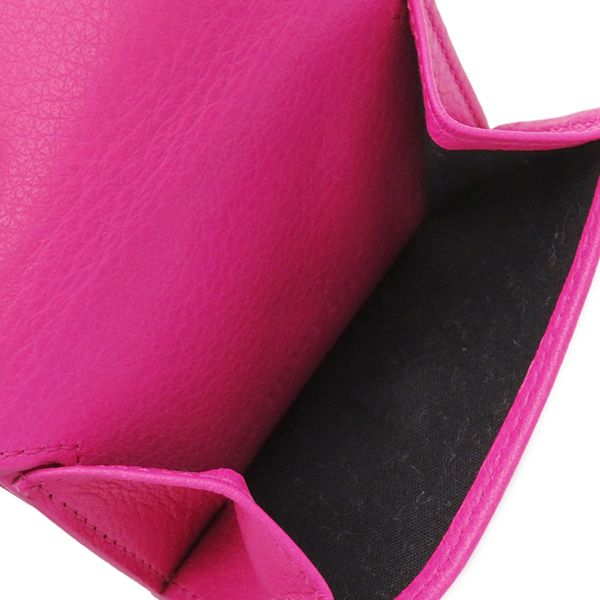 Balenciaga Trifold Wallet Paper Mini Wallet Leather Pink Silver Hardware