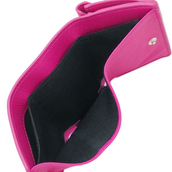 Balenciaga Trifold Wallet Paper Mini Wallet Leather Pink Silver Hardware