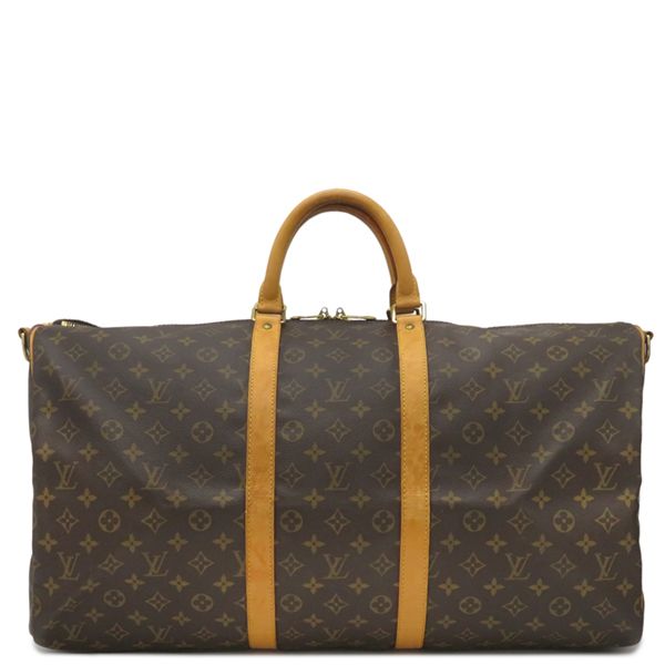 Louis Vuitton Boston Bag Keepall Bandouliere 55 Monogram Canvas Monogram Gold