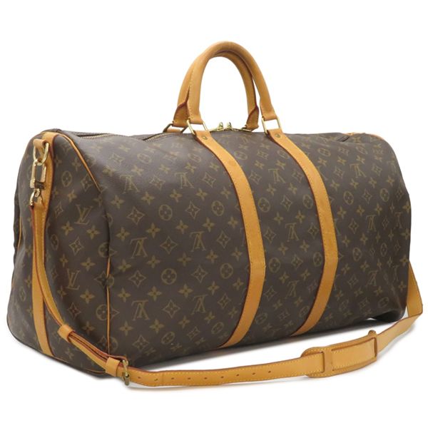 Louis Vuitton Boston Bag Keepall Bandouliere 55 Monogram Canvas Monogram Gold