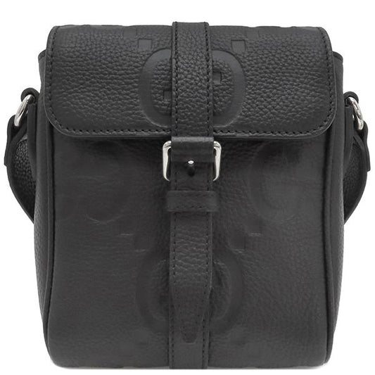 Gucci Shoulder Bag Jumbo GG Small Messenger Bag Leather Black Silver Hardware