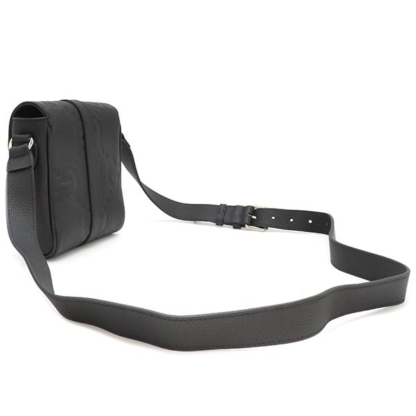 Gucci Shoulder Bag Jumbo GG Small Messenger Bag Leather Black Silver Hardware