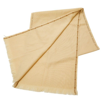 Gucci Logo Scarf Beige Wool Women's Gucci