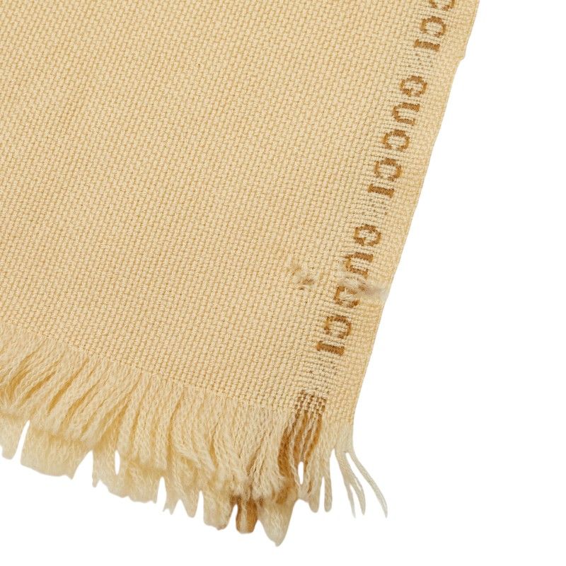 Gucci Logo Scarf Beige Wool Women's Gucci