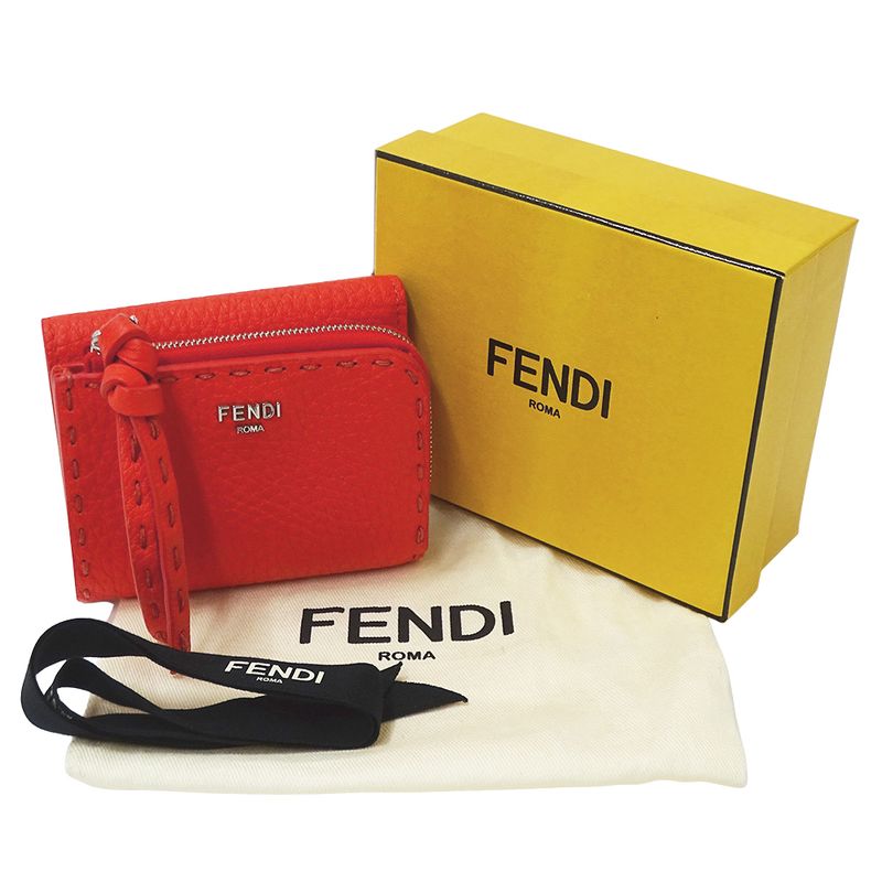 Fendi Wallets Women's Branded Bifold Wallet Peekaboo Micro Leather Red 8m0499