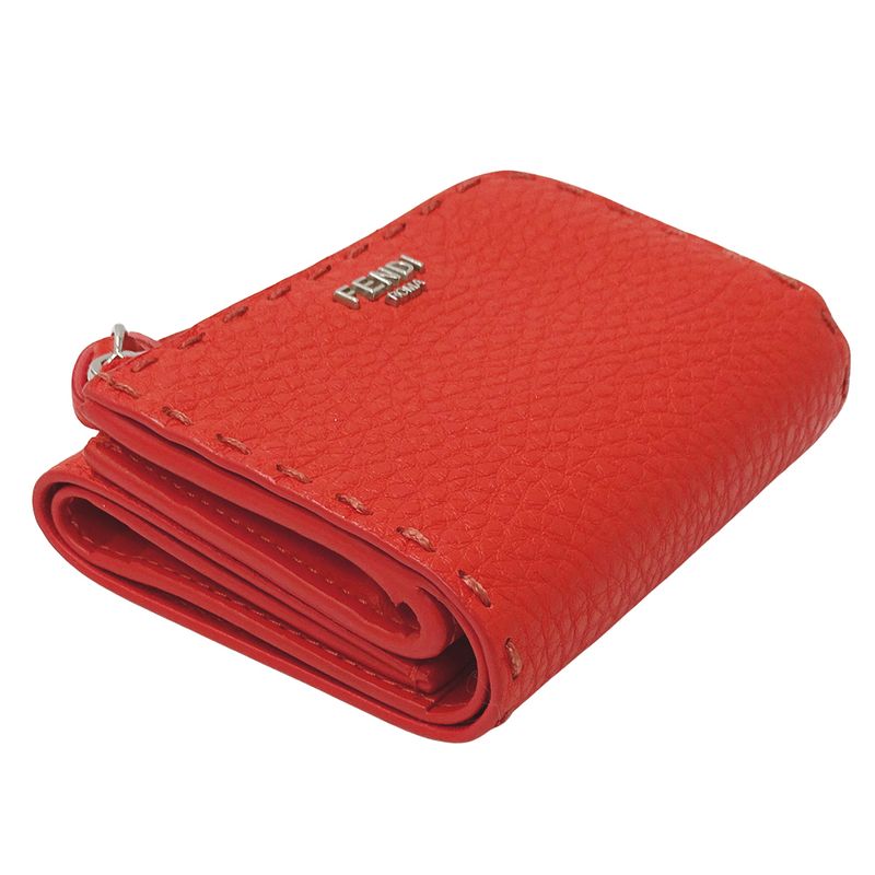 Fendi Wallets Women's Branded Bifold Wallet Peekaboo Micro Leather Red 8m0499