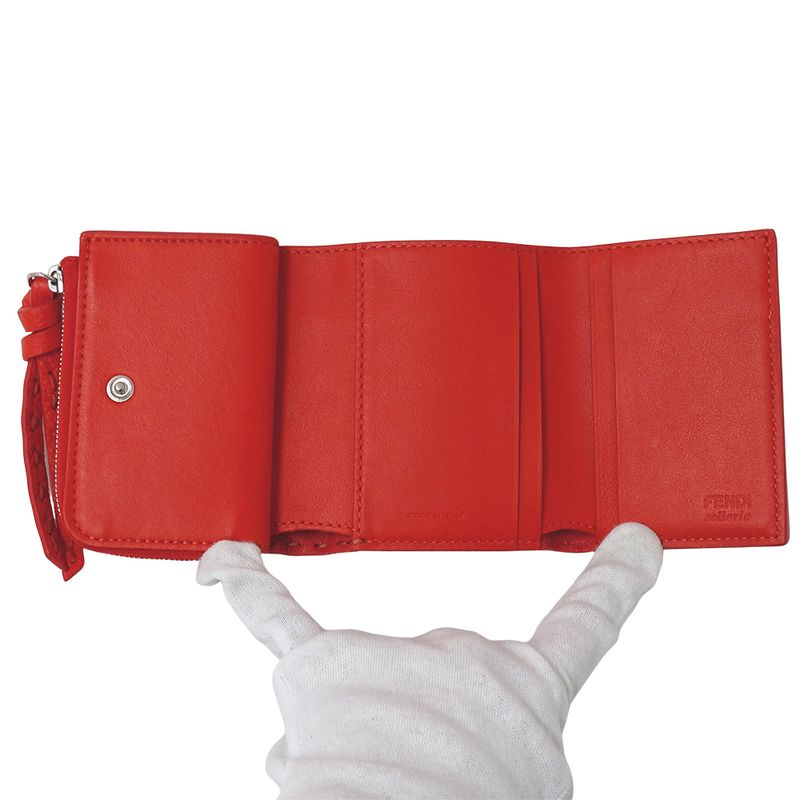 Fendi Wallets Women's Branded Bifold Wallet Peekaboo Micro Leather Red 8m0499