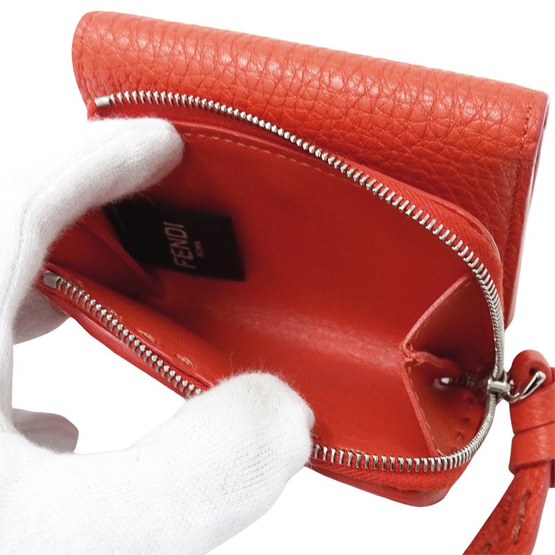 Fendi Wallets Women's Branded Bifold Wallet Peekaboo Micro Leather Red 8m0499