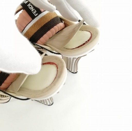 Fendi Freedom Mesh Sandals 37 Beige