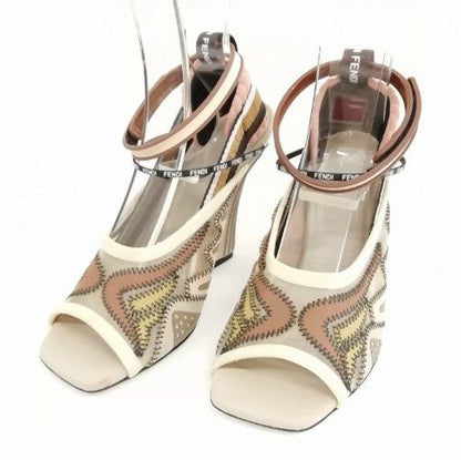Fendi Freedom Mesh Sandals 37 Beige