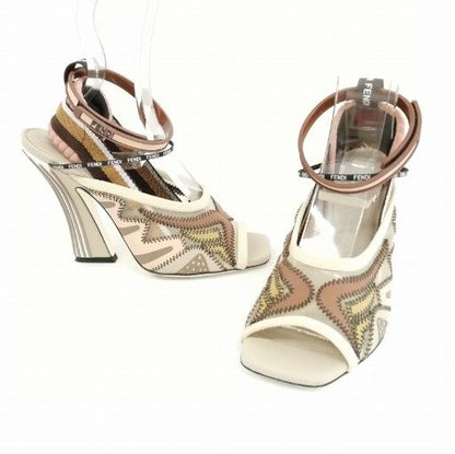Fendi Freedom Mesh Sandals 37 Beige