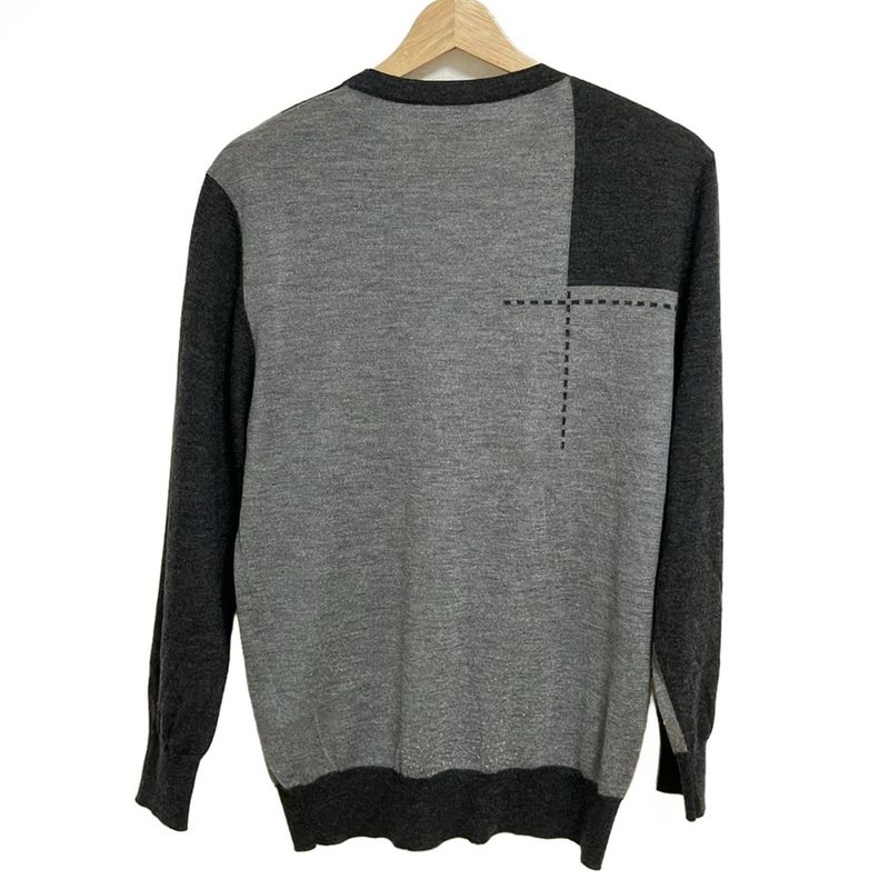 Hermes Long Sleeve Sweater Size S Men's - Gray And Black Crew Neck