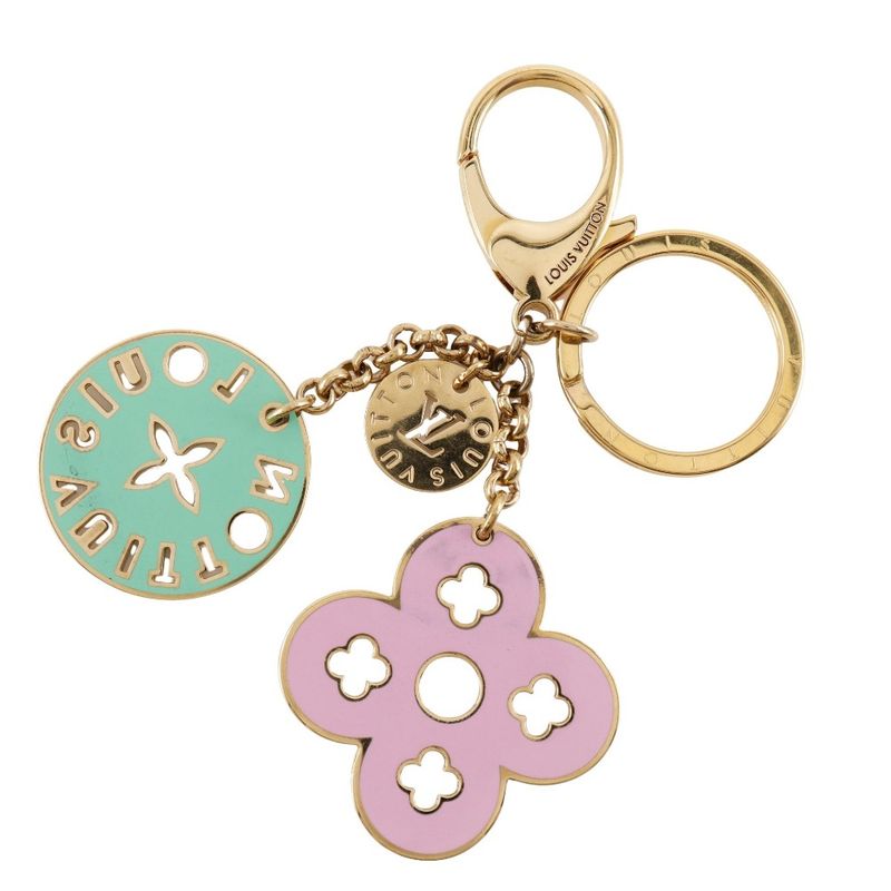 Louis Vuitton Porte Cles Looping Bag Charm M66006 Gold Plated Pink/green Cx0079