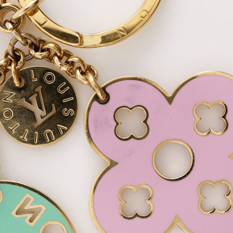 Louis Vuitton Porte Cles Looping Bag Charm M66006 Gold Plated Pink/green Cx0079