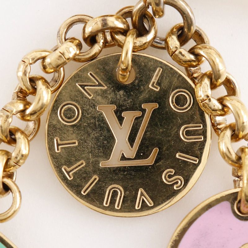 Louis Vuitton Porte Cles Looping Bag Charm M66006 Gold Plated Pink/green Cx0079