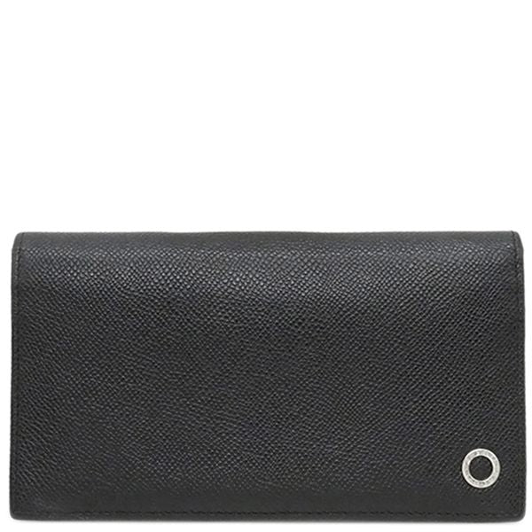 Bvlgari Bvlgari Long Wallet Bvlgari Man Grain Leather Black Silver Hardware