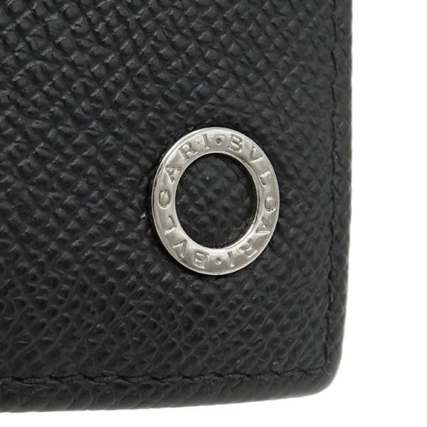 Bvlgari Bvlgari Long Wallet Bvlgari Man Grain Leather Black Silver Hardware