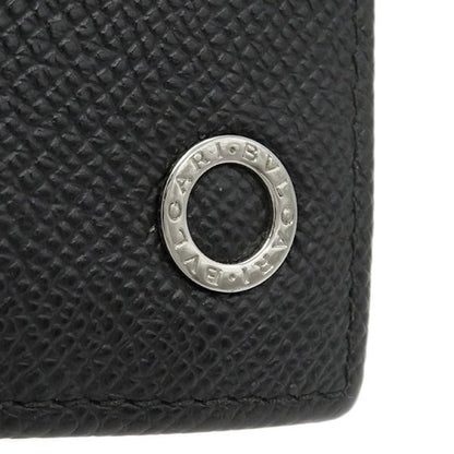 Bvlgari Bvlgari Long Wallet Bvlgari Man Grain Leather Black Silver Hardware
