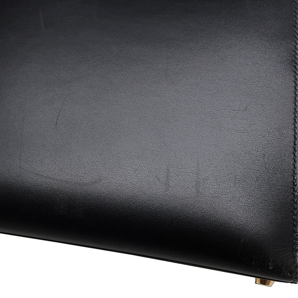 Hermes 2way Bag Kelly 32 Outer Stitch Box Calf Black Gold Hardware Black