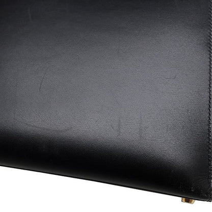 Hermes 2way Bag Kelly 32 Outer Stitch Box Calf Black Gold Hardware Black